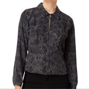 J Brand Lindsey Long Sleeve Blouse in 100% Silk Python